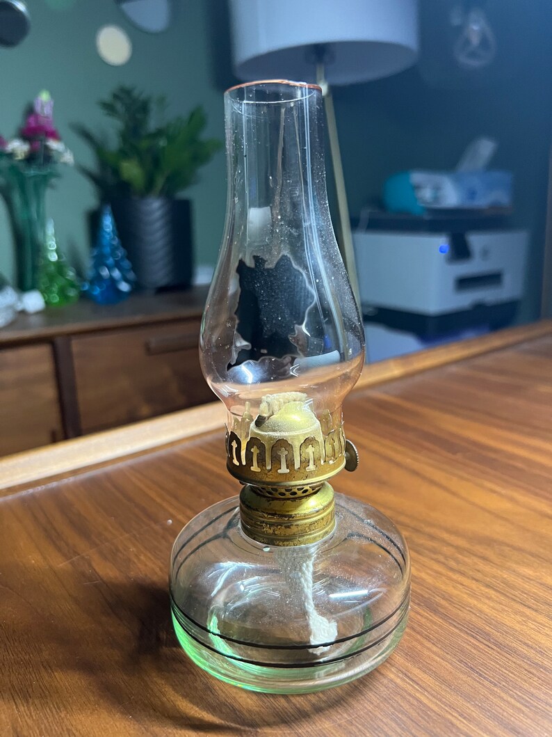 Pair of and Martha Washington Uranium Glass Oil Lamps Etsy