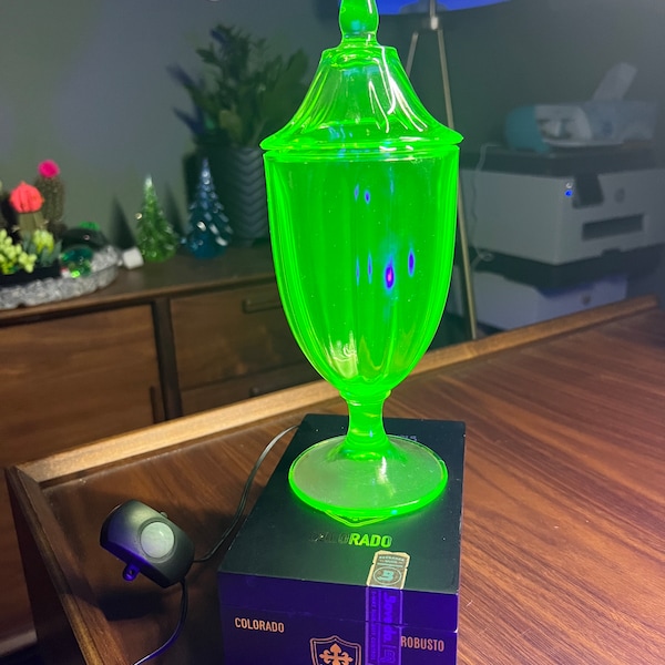 Uranium Glass Display Case Etsy