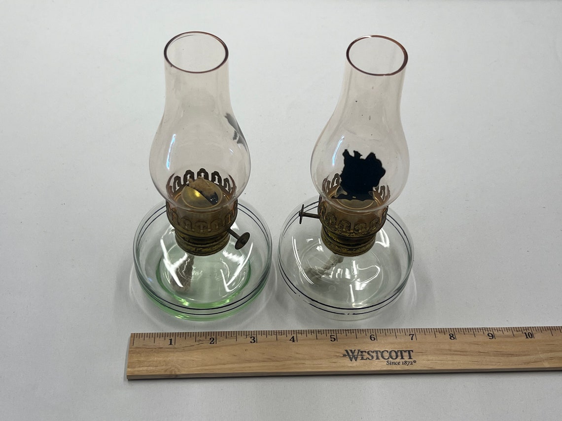 Pair of and Martha Washington Uranium Glass Oil Lamps Etsy