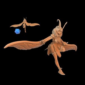 Moth Girl Landing Miniature For Dnd Games and Tabletop Gaming
