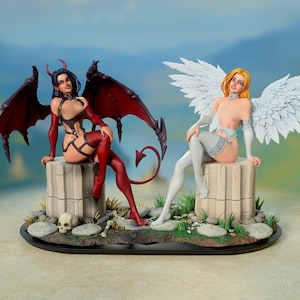 Naughty Beauties Resin Figures - Sexy Angel & Devil - 12K Detail -180mm