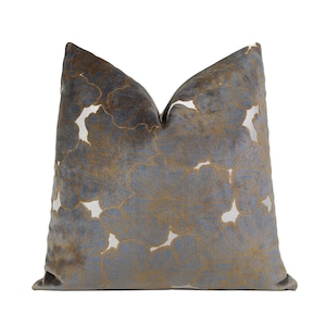 Gray velvet pillow sale