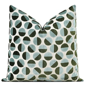 Luna Cut Velvet Pillow Cover | Aqua Green Designer Velvet Throw Pillow Cover 20x20, 22x22, 24x24, 26x26, Lumbar, XL Lumbar 14x36, 14x48