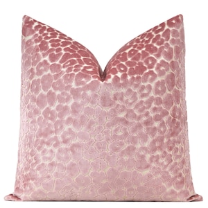 Leopard Velvet Pillow Cover | Petal Pink Throw Pillow Cover | Designer Cut Velvet Pillow Cover 18x18, 20x20, 22x22, 24x24, 26x26
