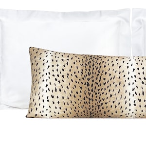 XL Lumbar Pillow Cover, Black Beige Extra Long Lumbar Pillow Cover, Vern Yip Antelope Linen Print Pillow  Cover 14x36, 14x48, Bedroom Decor