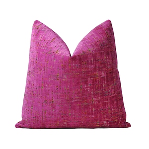 Fuchsia Velvet Pillow Cover | Berry Pink Throw Pillow Cover | Textured Velvet Pillow Cover 20x20, 22x22, 24x24, 26x26, XL Lumbar Cover