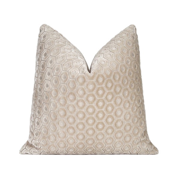 Geometric Cut Velvet | Cashmere Throw Pillow Cover | Designer Velvet Pillow Cover 18x18, 20x20, 22x22, 24x24, 26x26, Lumbar