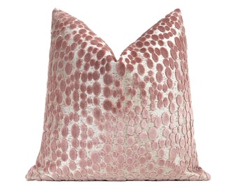 Pebbles Cut Velvet Pillow Cover, Blush Pink Designer Throw Velvet Pillow Cover 18x18, 20x20, 22x22, 24x24, 26x26, LumbarCover