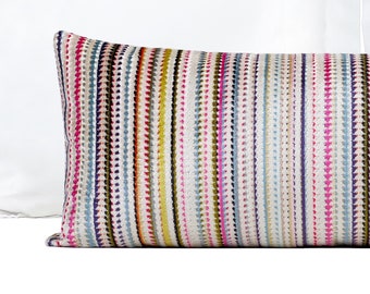 XL Lumbar Pillow Cover, Confetti Colorful Extra Long Lumbar Cut Velvet Pillow Cover, Multi Color Designer Lumbar Pillow Cover 14x36, 14x48