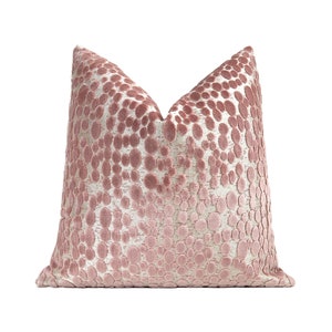 Pebbles Cut Velvet Pillow Cover, Blush Pink Designer Throw Velvet Pillow Cover 18x18, 20x20, 22x22, 24x24, 26x26, LumbarCover