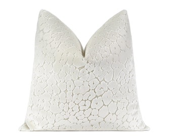 Leopard Cut Velvet: Alabaster Pillow Cover | Off White Designer Throw Pillow Cover