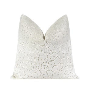 Alabaster Leopard Cut Velvet Pillow Cover, Off White Designer Throw Pillow Cover 18x18, 20x20, 22x22, 24x24, 26x26, Lumbar Cover, XL Lumbar