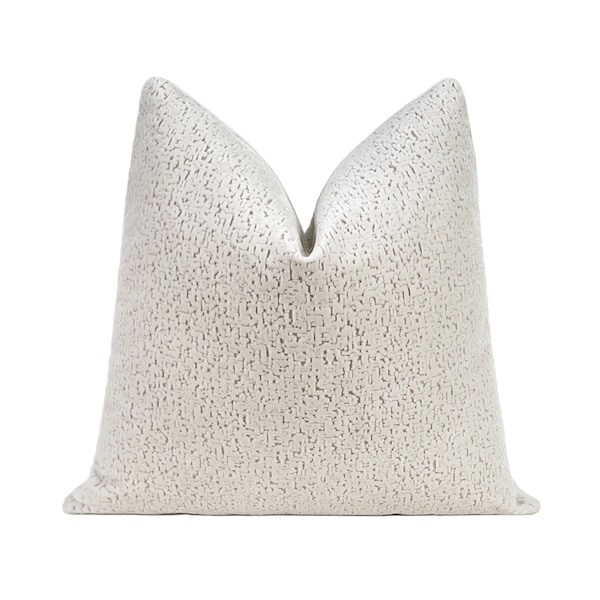 Porcelain Textured Velvet Pillow Cover |  Off-White Designer Cut Velvet Throw Pillow Cover 18x18, 20x20, 22x22, 24x24, 26x26, Lumbar Cover