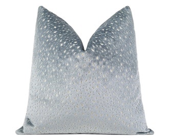 Antelope Cut Velvet Pillow Cover |  Cerulean Blue Designer Throw Pillow Cover 18x18, 20x20, 22x22, 24x24, 26x26, XL Lumbar Cover