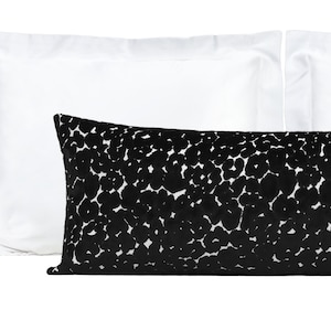 XL Lumbar Pillow Cover, Black Leopard Designer Cut Velvet Extra Long Lumbar Pillow Cover 14x36, 14x48