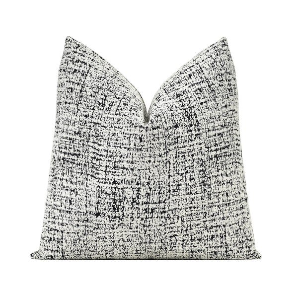Domino Bouclé Pillow Cover | Black Ivory Bouclé Throw Pillow Cover 18x18, 20x20, 22x22, 24x24, 26x26, Lumbar Pillow Cover