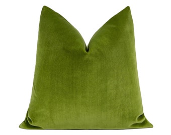 Lime Green Velvet Throw Pillow Cover 18x18, 20x20, 22x22, 24x24, 26x26, Lumbar Pillow Cover