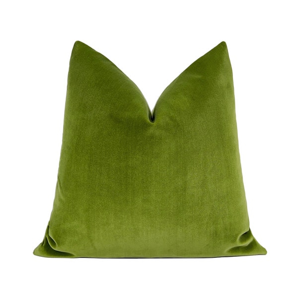 Lime Green Velvet Throw Pillow Cover 18x18, 20x20, 22x22, 24x24, 26x26, Lumbar Pillow Cover