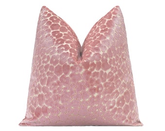 Leopard Velvet Pillow Cover | Petal Pink Throw Pillow Cover | Designer Cut Velvet Pillow Cover 18x18, 20x20, 22x22, 24x24, 26x26