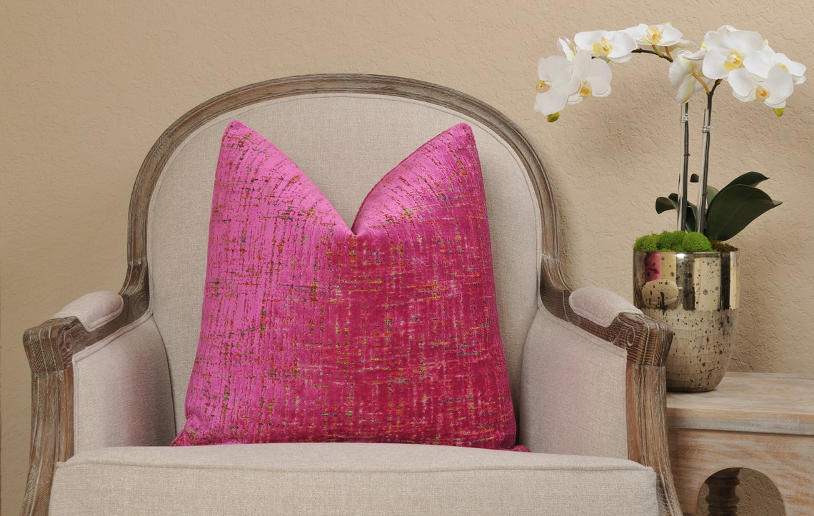 Fuchsia Velvet Pillow Cover Berry Pink Throw Pillow Cover Etsy