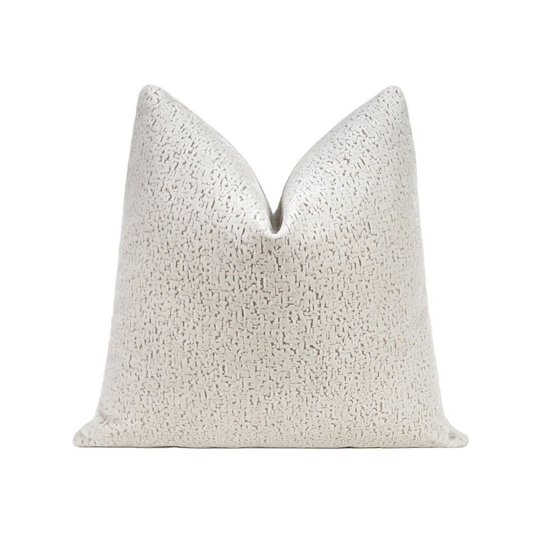 Porcelain Textured Velvet Pillow Cover Offwhite Designer Cut Velvet