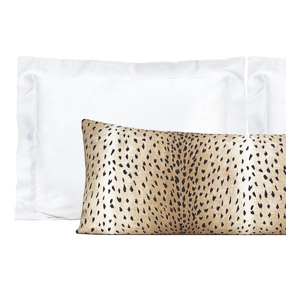 XL Lumbar Pillow Cover, Black Beige Extra Long Lumbar Pillow Cover, Vern Yip Antelope Linen Print Pillow  Cover 14x36, 14x48, Bedroom Decor