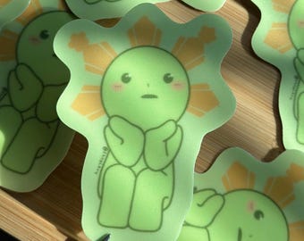Araw Little Green Guy Sticker | Glow in the Dark Sticker | Filipino Sun | Smiski-Inspired