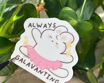 Always Galavanting Bunny Sticker – Filipino Bunny Vinyl Sticker | Kawaii Rabbit Sticker | Pinoy Gift for Travelers