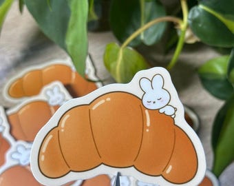 Croissant Bunny Sticker | Miffy-Inspired | Vinyl Waterproof Sticker for Laptop, Journal, Planner, Water Bottle, Phone Case, Kawaii Sticker