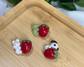 Strawberry Keychain | Cute Kawaii Bag Accessory | Handmade Charm Gift