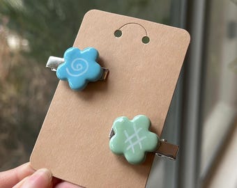 Pastel Flower Hair Clips | Cute Floral Hair Barrettes | Handmade Style Kawaii Hair Accessories