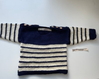 Hand Knitted BabyNautical Stripe Jumper