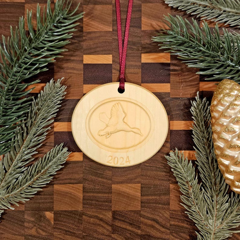 Personalized Finished Carved Duck Christmas Ornament Personalized for
