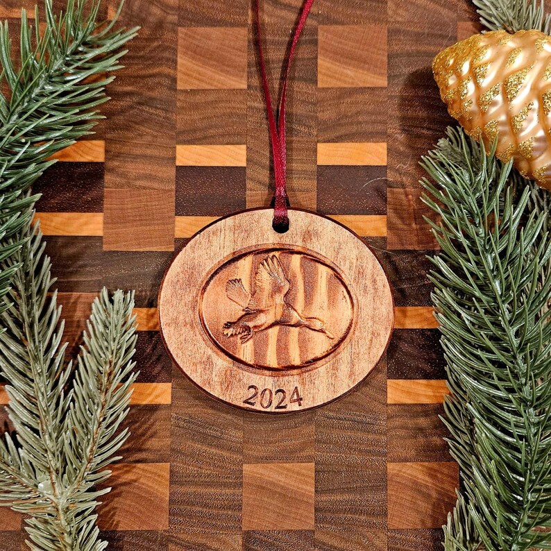 Personalized Stained Carved Duck Christmas Ornament Personalized for