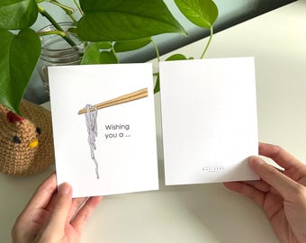 Wishing You a Pho-Nominal Birthday Pop Up Card, 3D Noodle Bowl, For Him or Her, Handmade Foodie Gift, Soup Lover, Asian Food Illustration