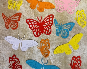 Butterflies die cuts, set of 10 pc in 5 styles, random colour, handmade cards and scrapbooking,  300 gsm cardstock