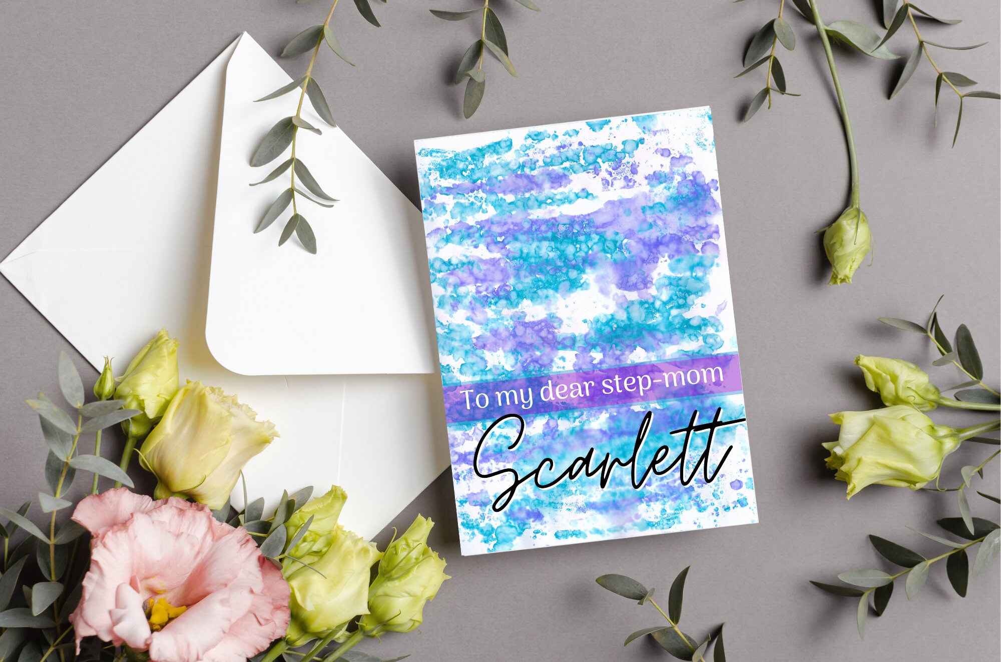 Personalized Printable Greeting Card for Mothers Day to My Dear Step ...