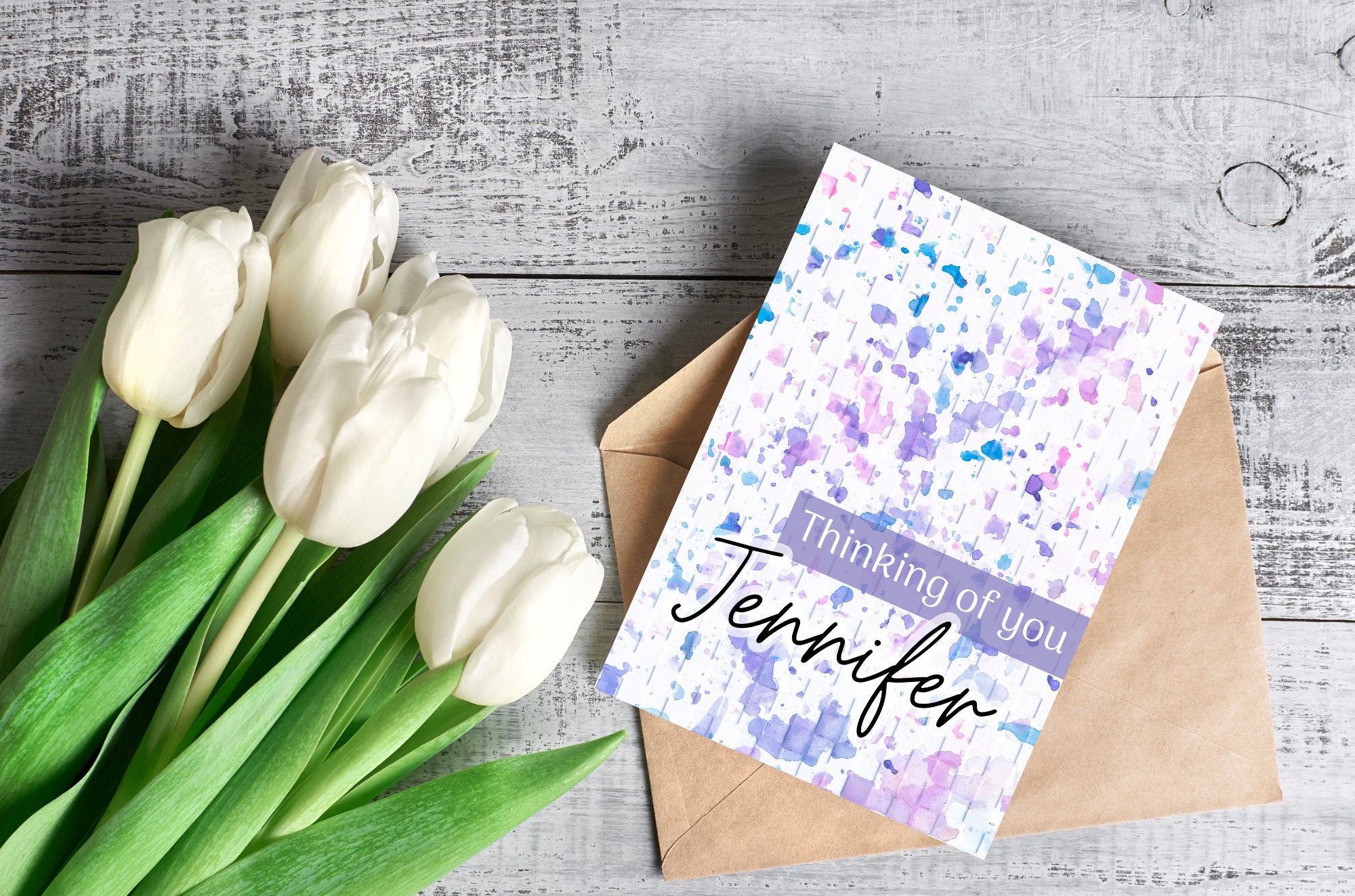 Personalized Printable Greeting Card for Her | Thinking of You | Blue ...