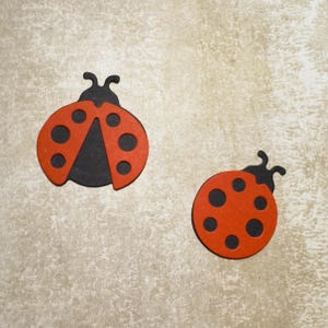 Lot de 10 coccinelles / coccinelles (5 assises et 5 volantes) pour le printemps et Pâques, cartes faites main et scrapbooking, papier cartonné 300 g