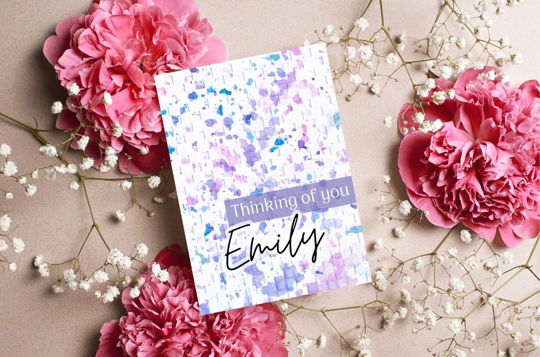 Personalized Printable Greeting Card for Her Thinking of You Blue and ...