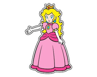 Princess Peach Hand 2D Retro Waterproof Vinyl Sticker Decal Die-Cut