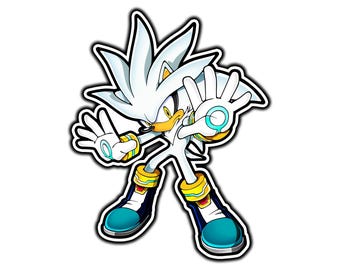 Silver The Hedgehog Retro Waterproof Vinyl Sticker Decal Die-Cut