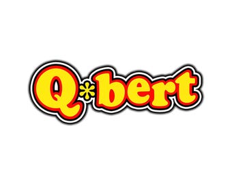 Qbert Arcade Logo #1 Waterproof Vinyl Sticker Decal Die-Cut