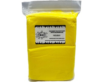 Medium Yellow 1 KG Soft Air Dry Clay | 1000 Grams | Butter Slime Clay | Crafting Clay | Fake Bake Supplies | Light Weight Clay, Molding Clay