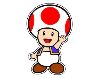 Red Toad 2D Retro Waterproof Vinyl Sticker Decal Die-Cut