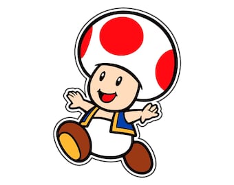 Red Toad Happy 2D Retro Waterproof Vinyl Sticker Decal Die-Cut
