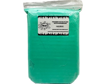 Turquoise 1 KG Soft Air Dry Clay | 1000 Grams | Butter Slime Clay | Crafting Clay | Fake Bake Supplies | Light Weight Clay | Blue Green Clay