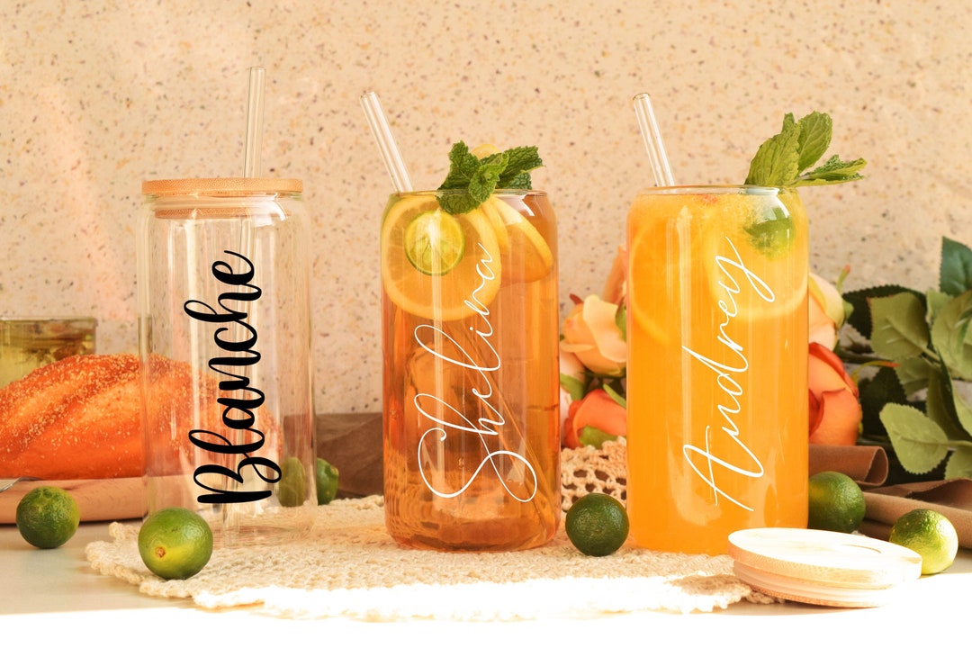 Personalized Iced Coffee Cup Glass Can Soda Cup With Lid and Etsy