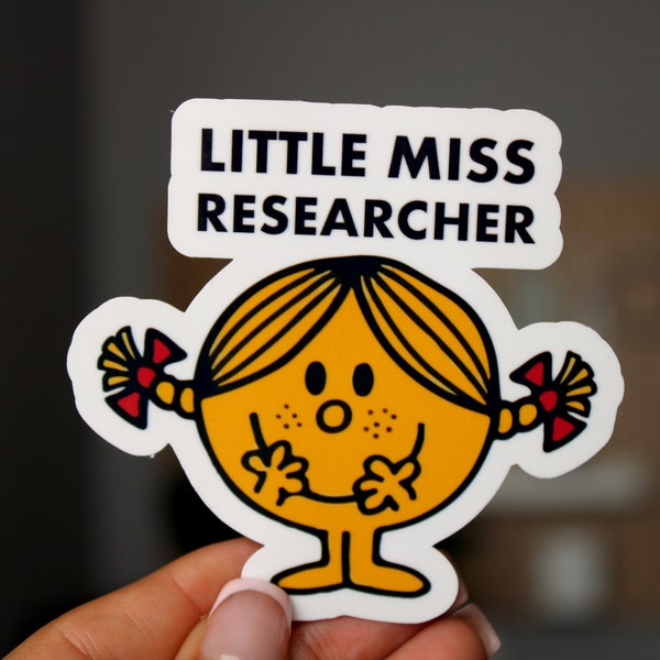 Lil Miss Researcher sticker; Vinyl, water proof, water bottle sticker; science sticker