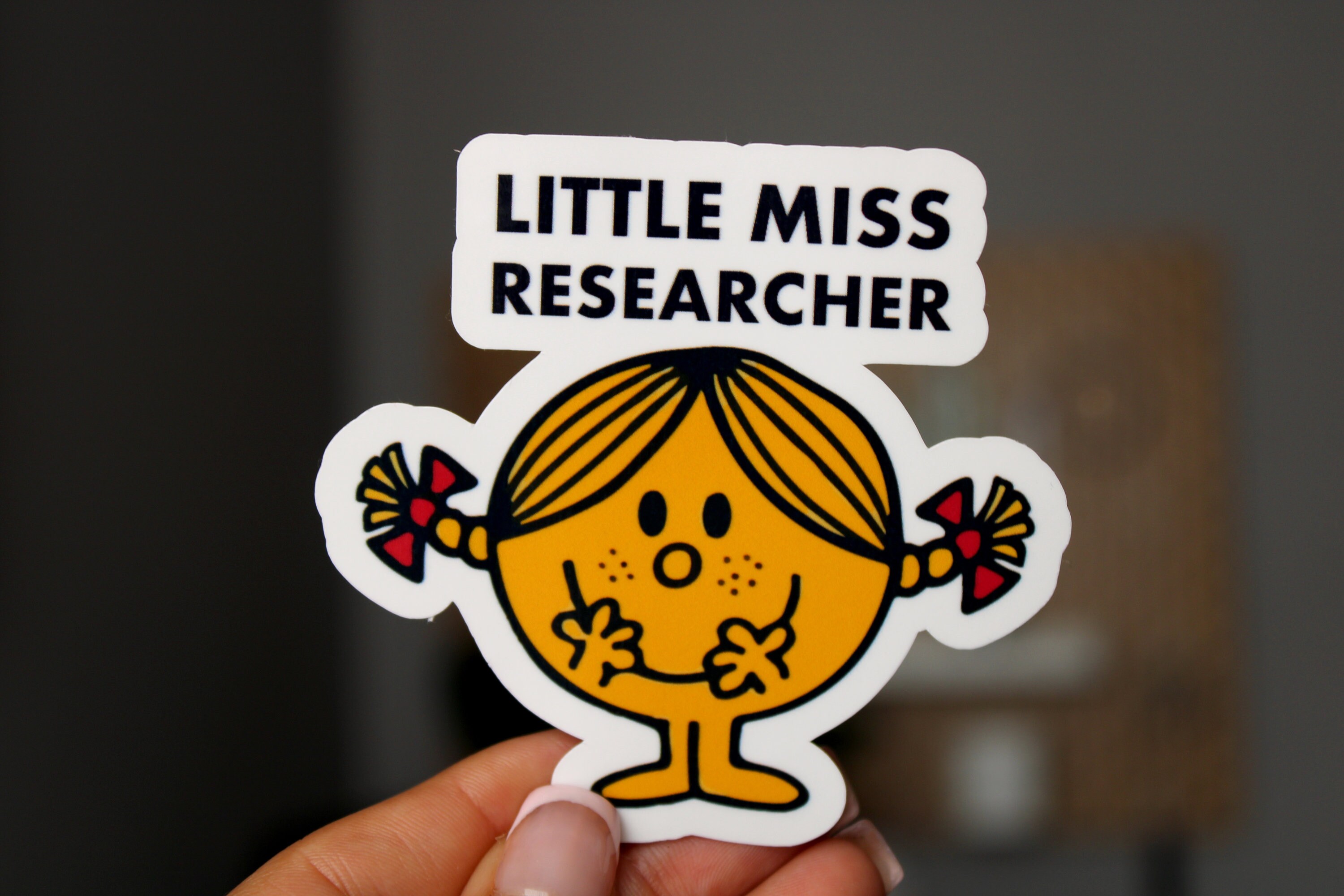 Lil Miss Researcher sticker; Vinyl, water proof, water bottle sticker; science sticker